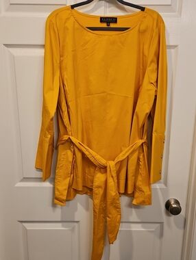 Eloquii Golden Yellow Long-Sleeve Tie-Front Top